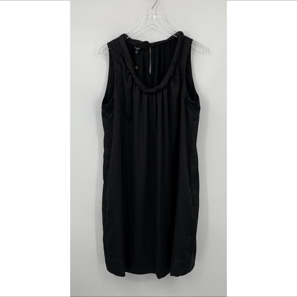 Talbots Woman sleeveless a-line shift dress black rolled scoop neck new 18W